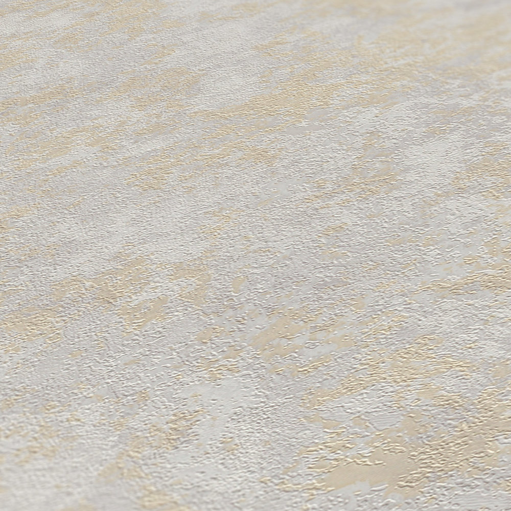             Papier peint uni chiné avec motifs structurés - beige, gris
        