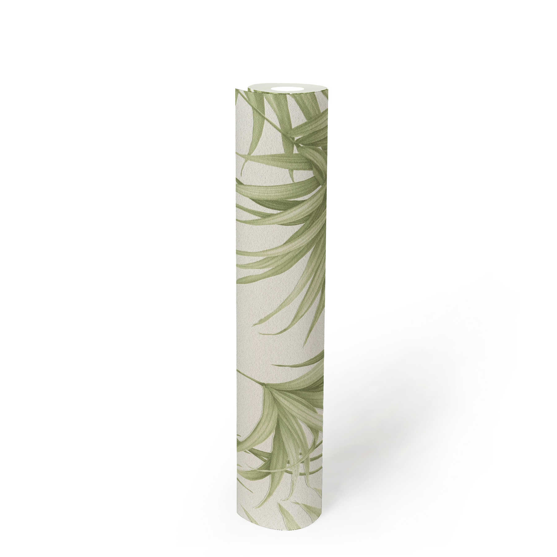             Leaves wallpaper with exotic fern leaves - green, white
        