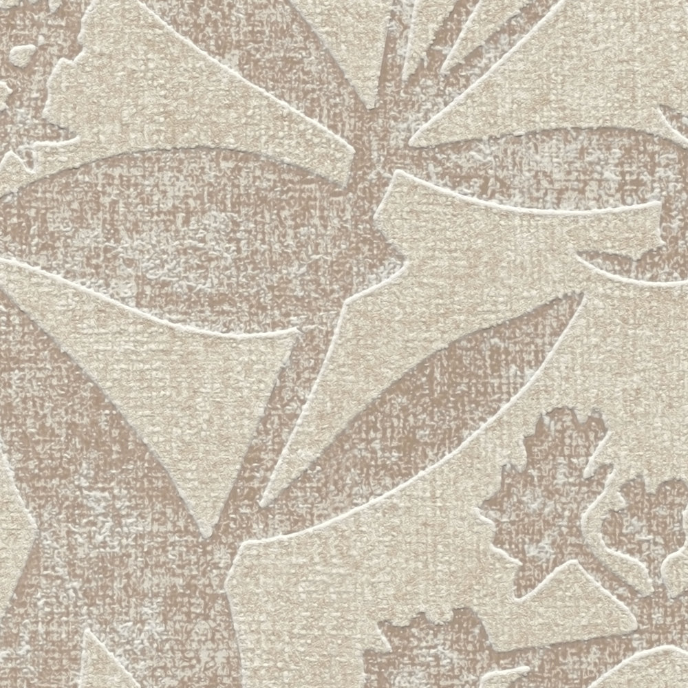             Floral non-woven wallpaper with flowers structure pattern - beige
        