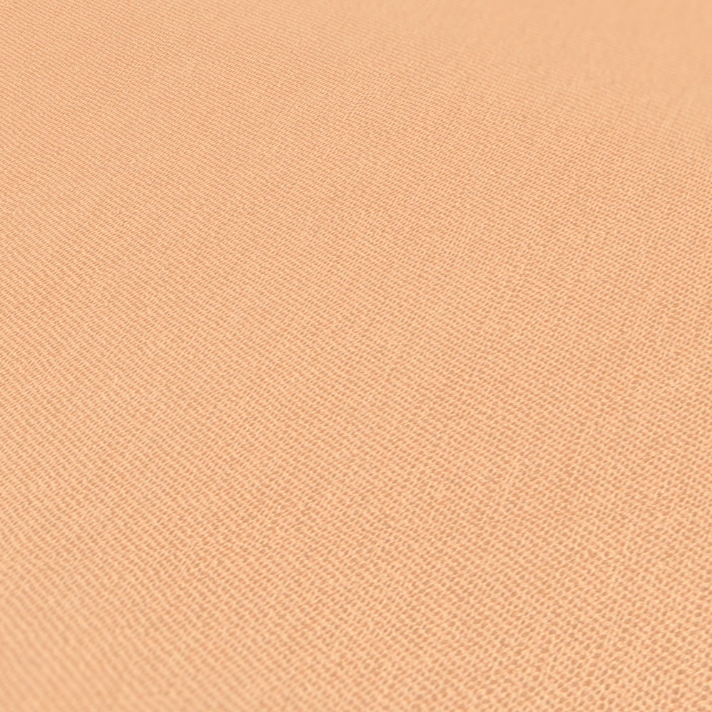             Papier peint pastel orange avec aspect lin & effet structuré - Orange
        