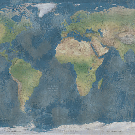         Photo wallpaper world map in natural colour scheme
    