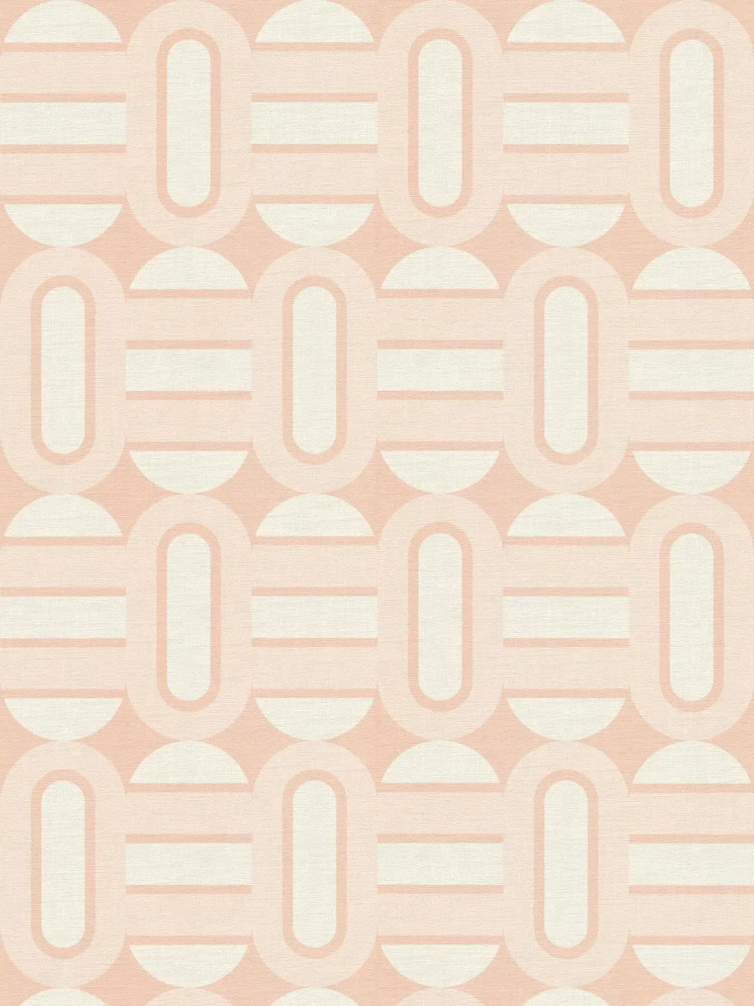 Soft Pink Tones in Retro Pattern with Ovals and Bars - Beige, Cream, Pink
