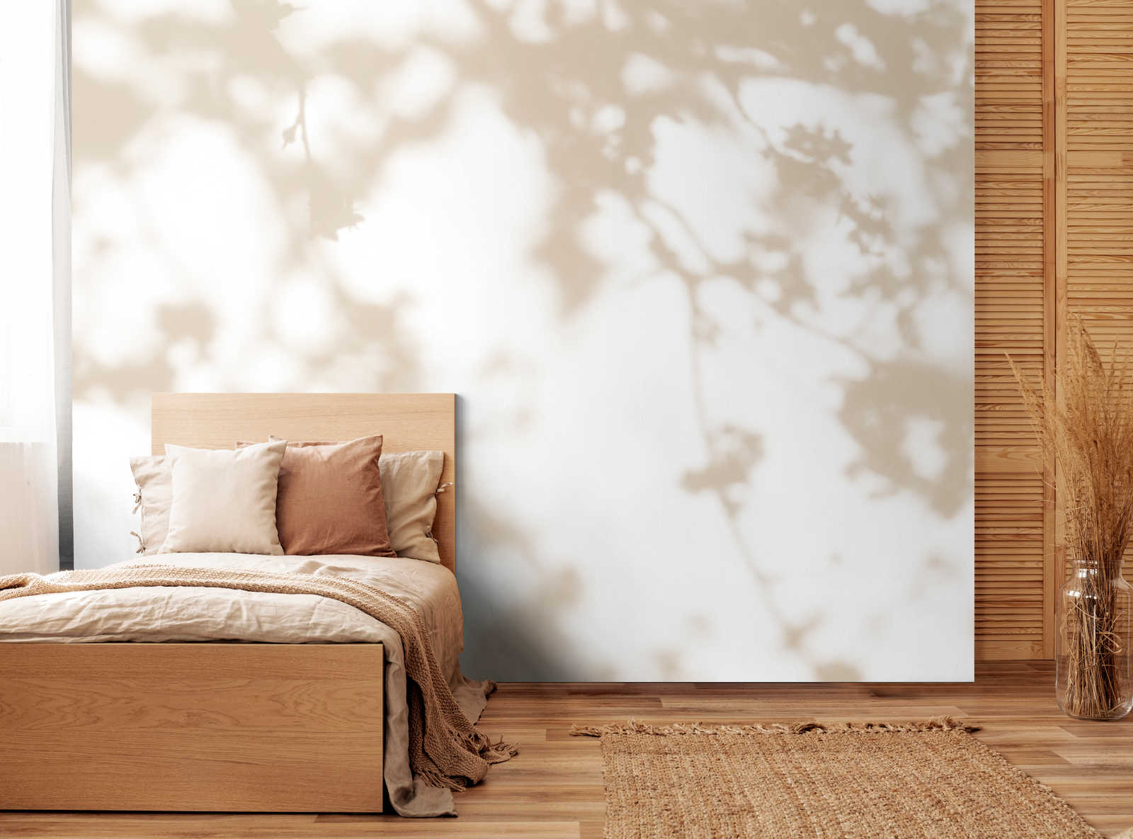             Light Room 3 - nature shadow mural in beige & white
        