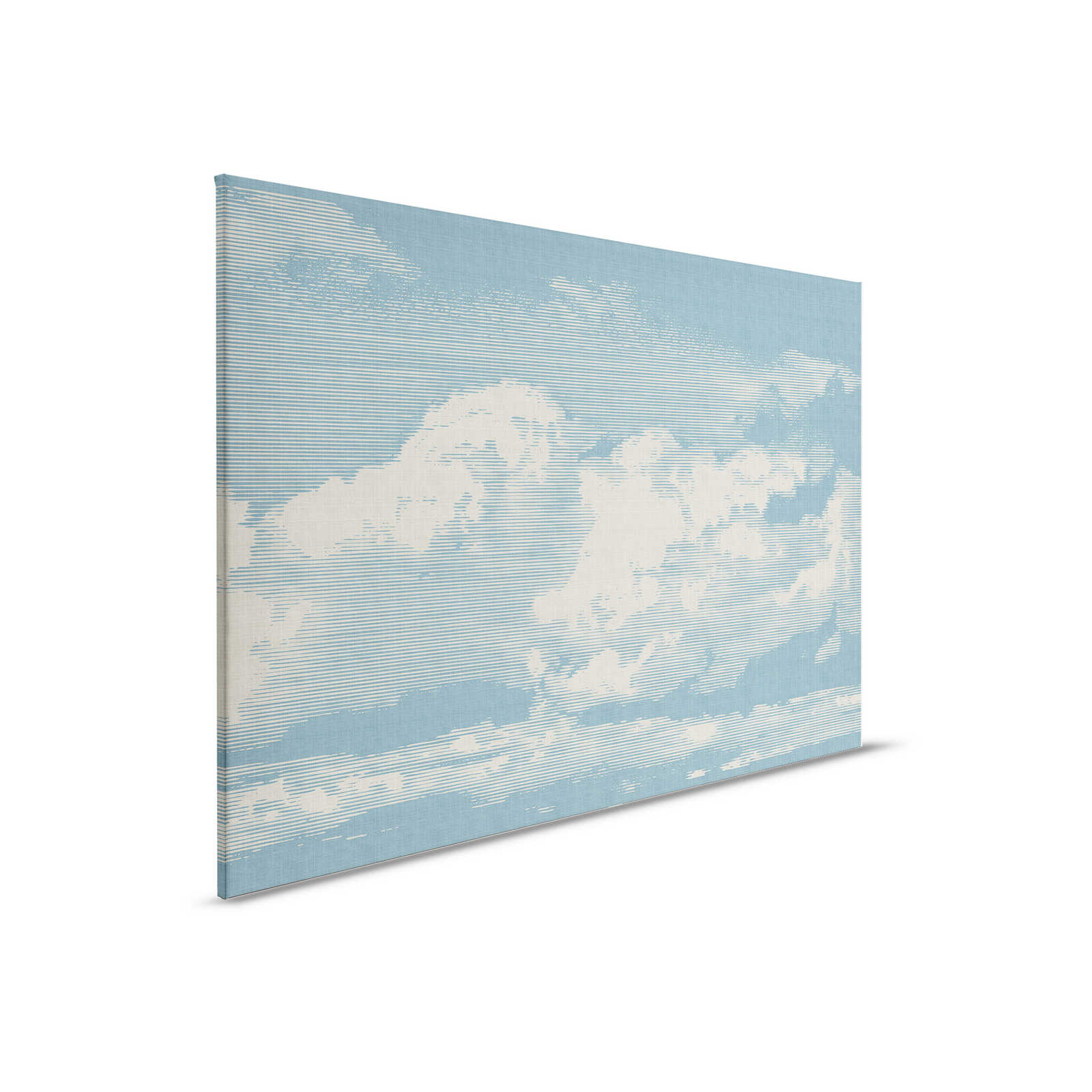 Clouds 1 - Toile céleste avec motif de nuages en lin naturel - 0,90 m x 0,60 m
