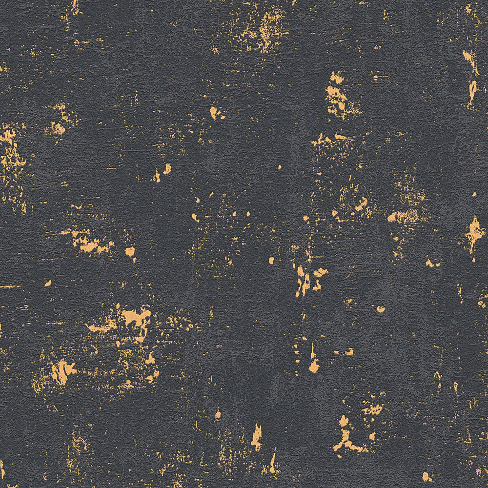             Papier peint aspect usé avec effet métallique - noir, or
        
