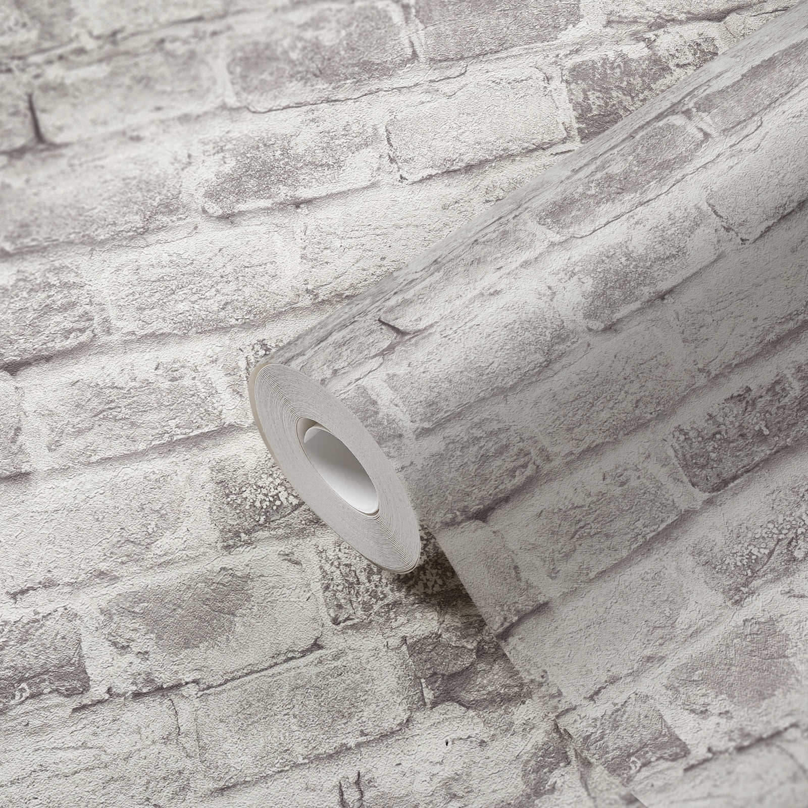            mur de briques papier peint intissé imitation pierre - gris, gris, blanc
        