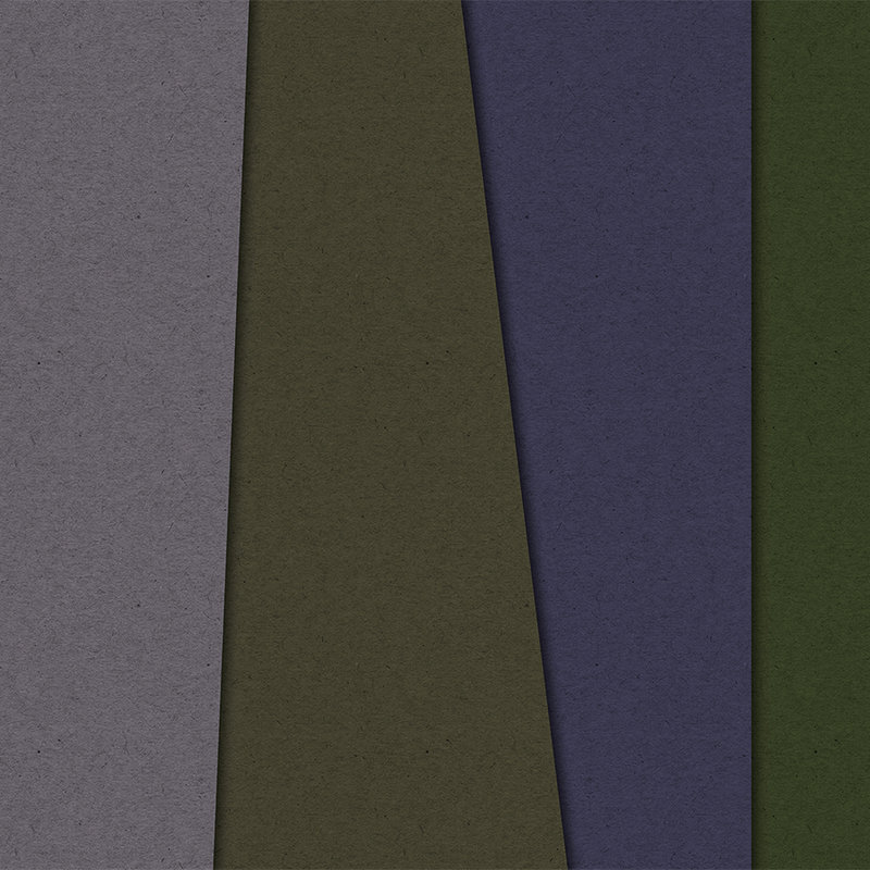 Layered Cardboard 3 - Photo wallpaper minimalist & abstract- cardboard structure - Green, Purple | Premium smooth fleece

