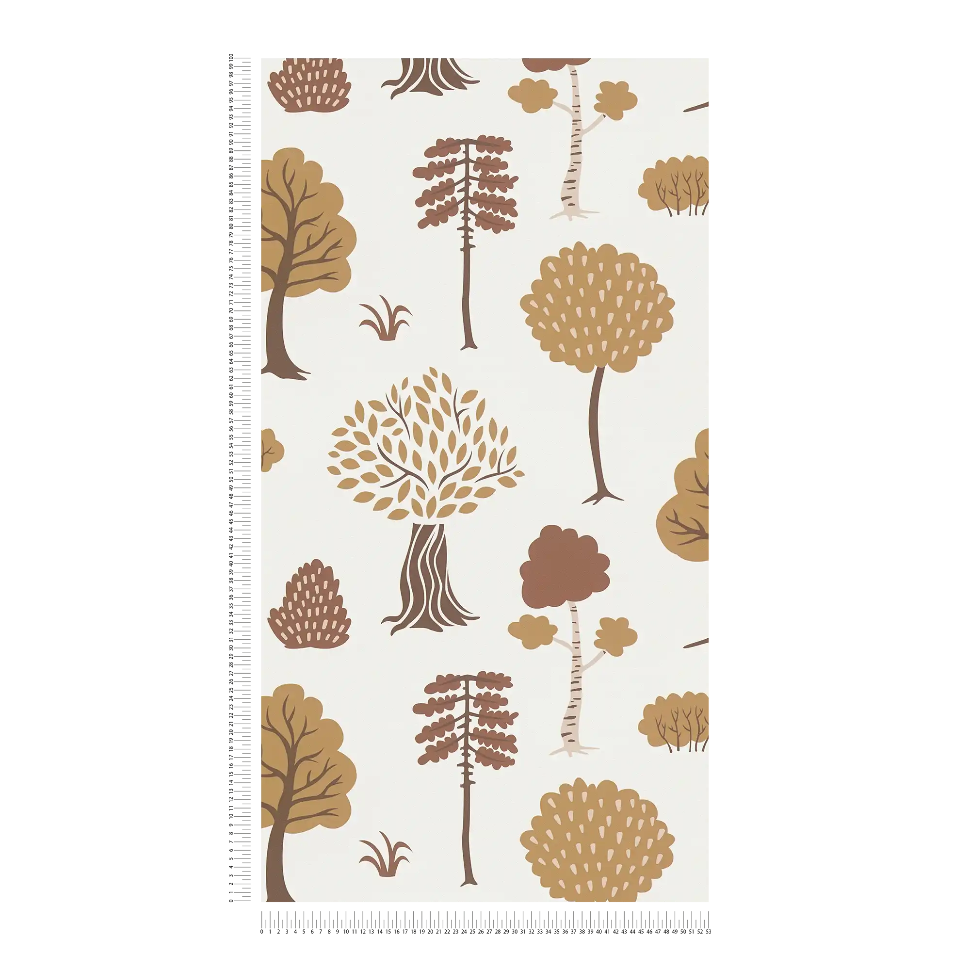             Forest motif non-woven wallpaper with autumnal trees - cream, brown
        