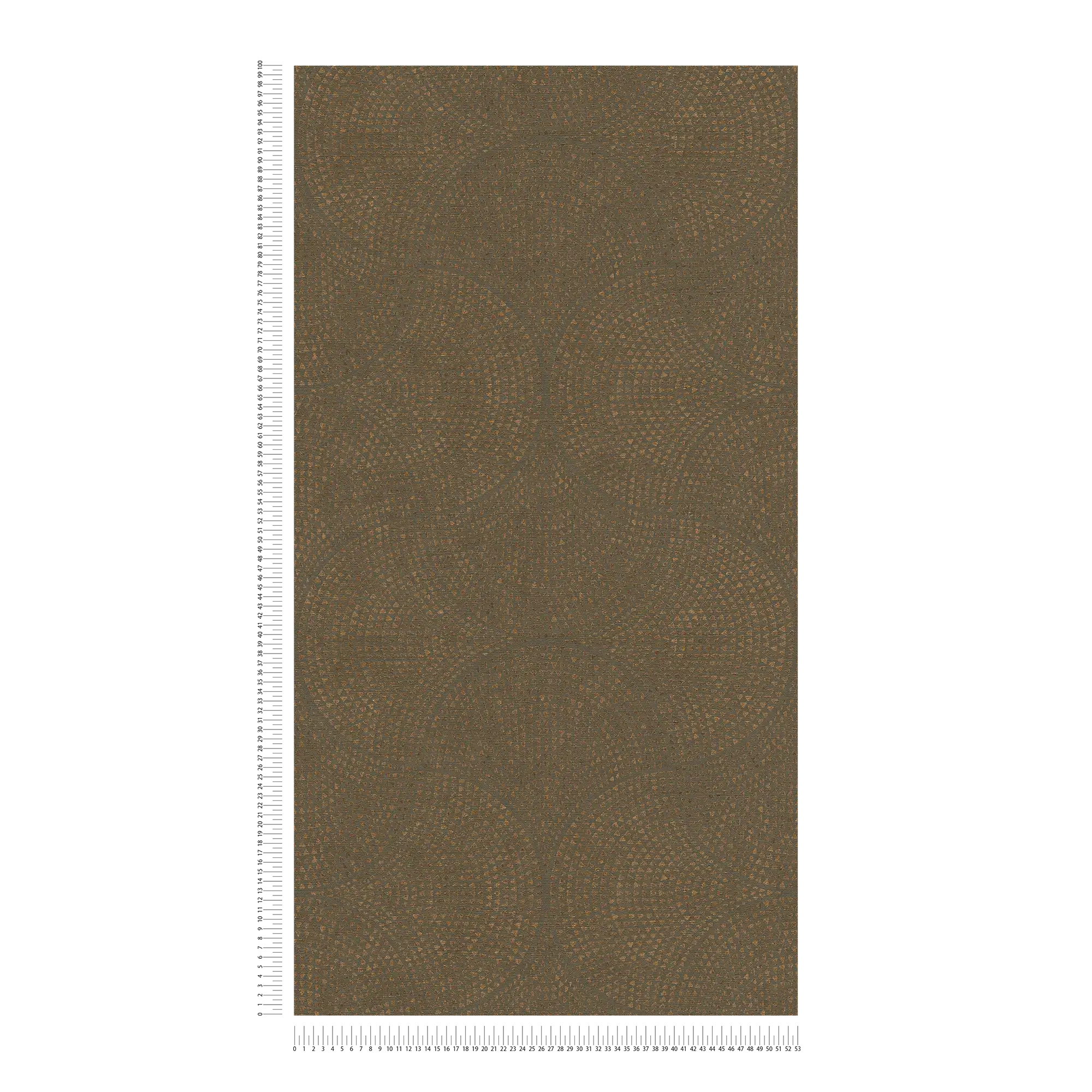             Bruin behangpapier met koperpatroon in mozaïekstijl - bruin, metallic
        