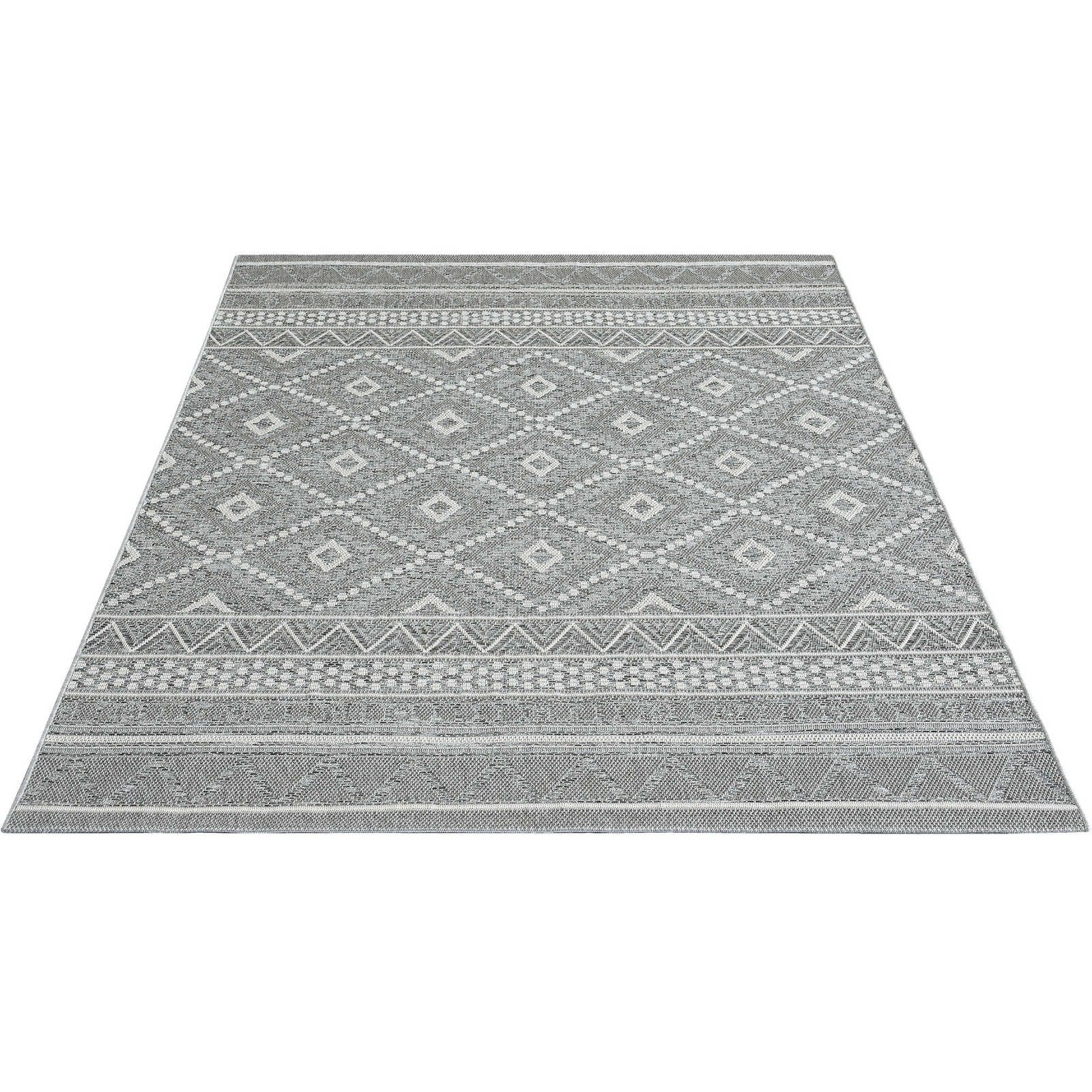 Patterned Outdoor Rug in Grey - 280 x 200 cm

