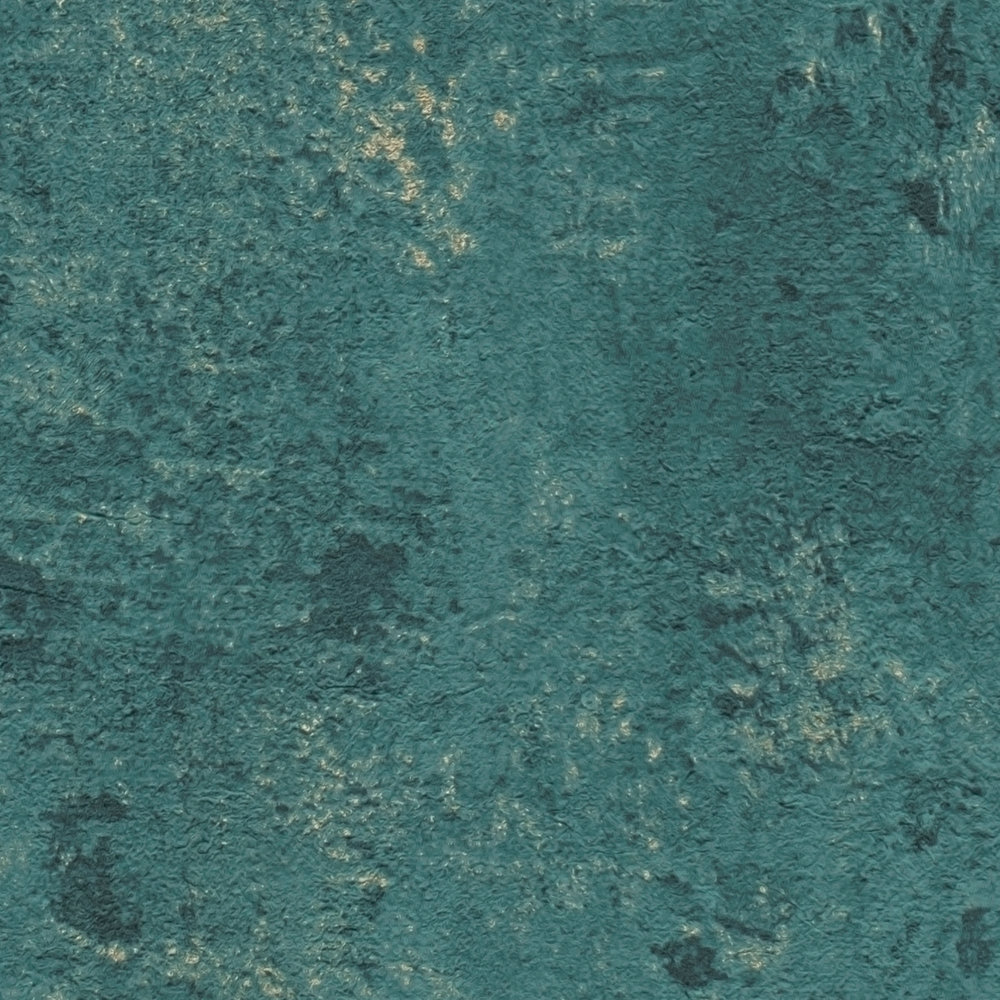             Petrolbehang betonlook met structuurdesign - groen, metallic
        