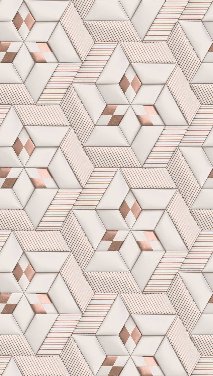             Non-woven wallpaper with abstract 3D pattern - white, cream, bronze
        