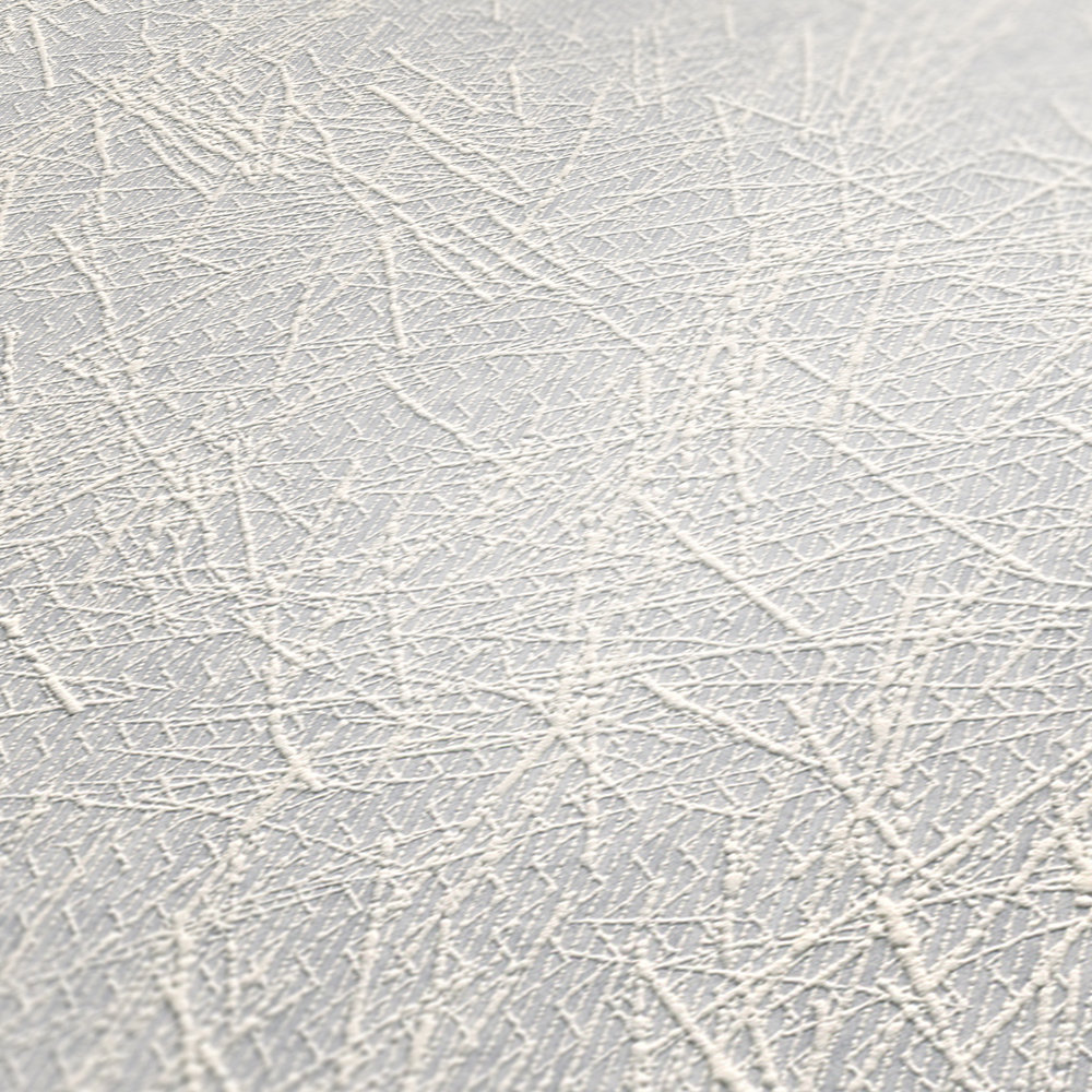             Papier peint texturé uni avec texture de lignes - Blanc
        