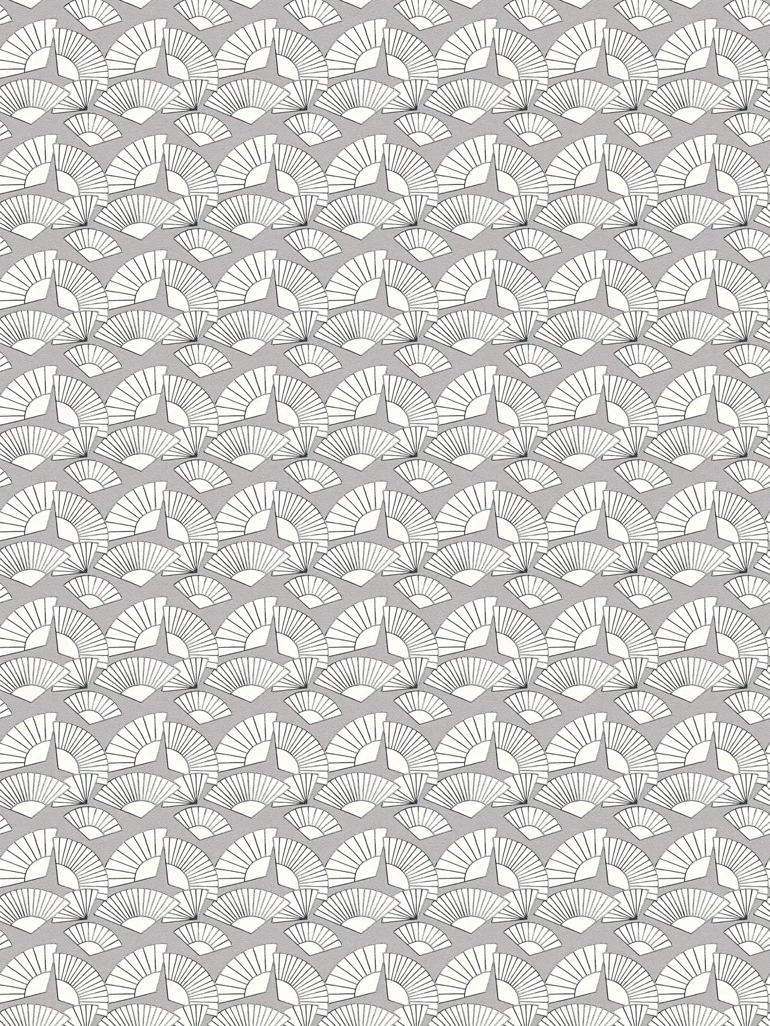 Papier peint Karl LAGERFELD motif éventail - métallique, blanc
