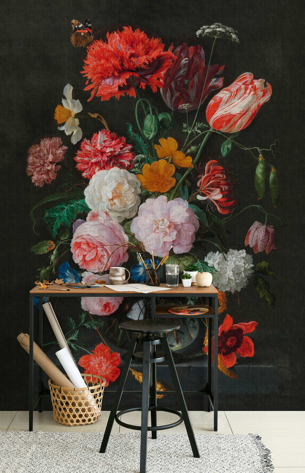             Kunstenaars Studio 4 - Muurschildering Bloemen Stilleven met Rozen
        