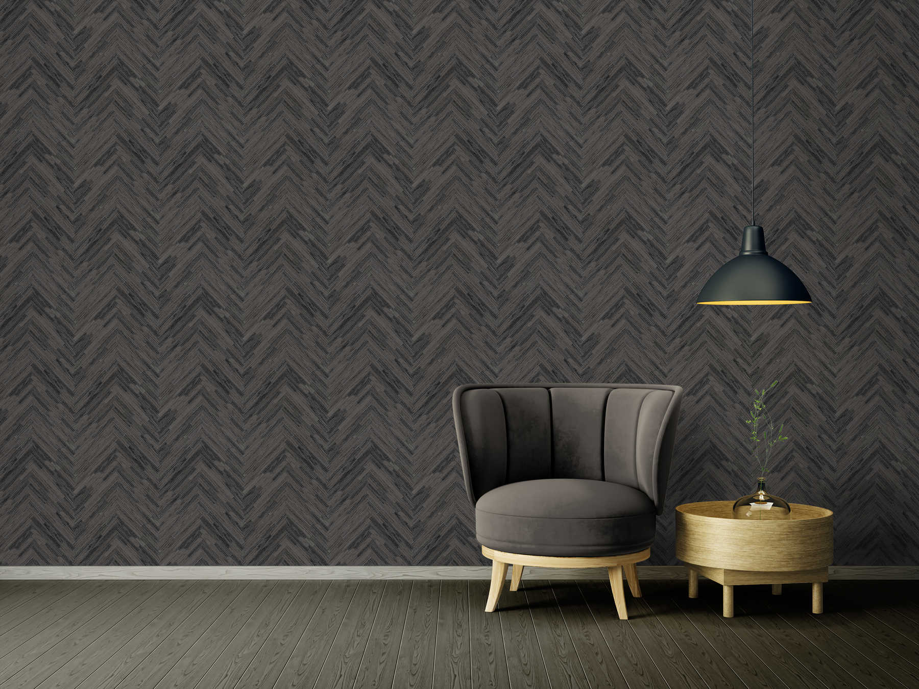             VERSACE Home wallpaper elegant wood look - grey, black
        