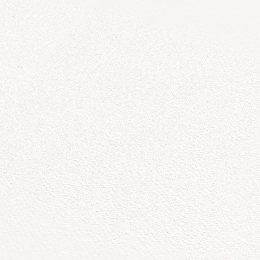             Papier peint blanc uni avec texture tissée & effet structuré
        