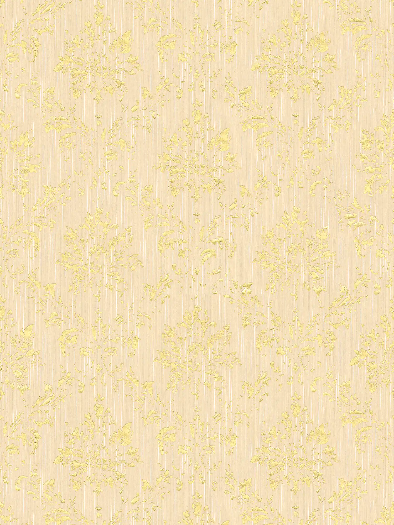 Papier peint avec ornements dorés, aspect usé - crème, or
