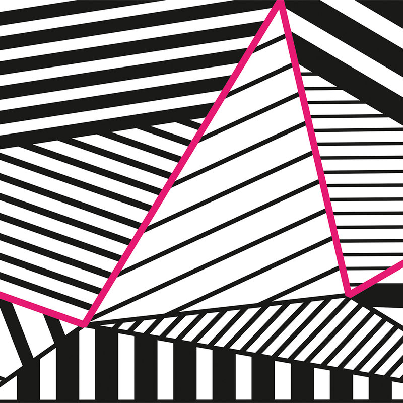 Stripe Pattern & Pink Accent Wallpaper - Roze, Wit, Zwart
