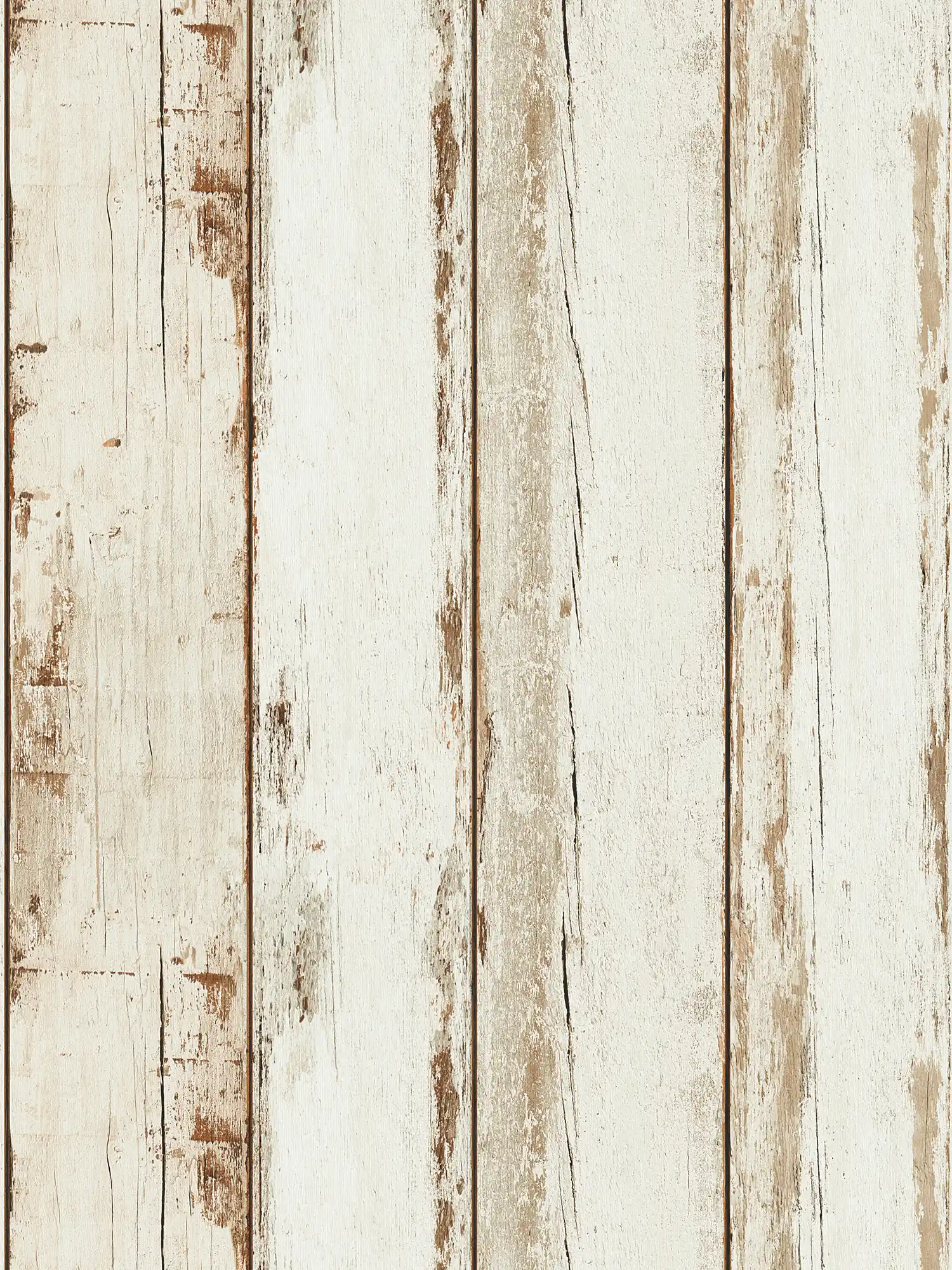 Papier peint bois vintage, aspect usé, style rustique - crème, marron
