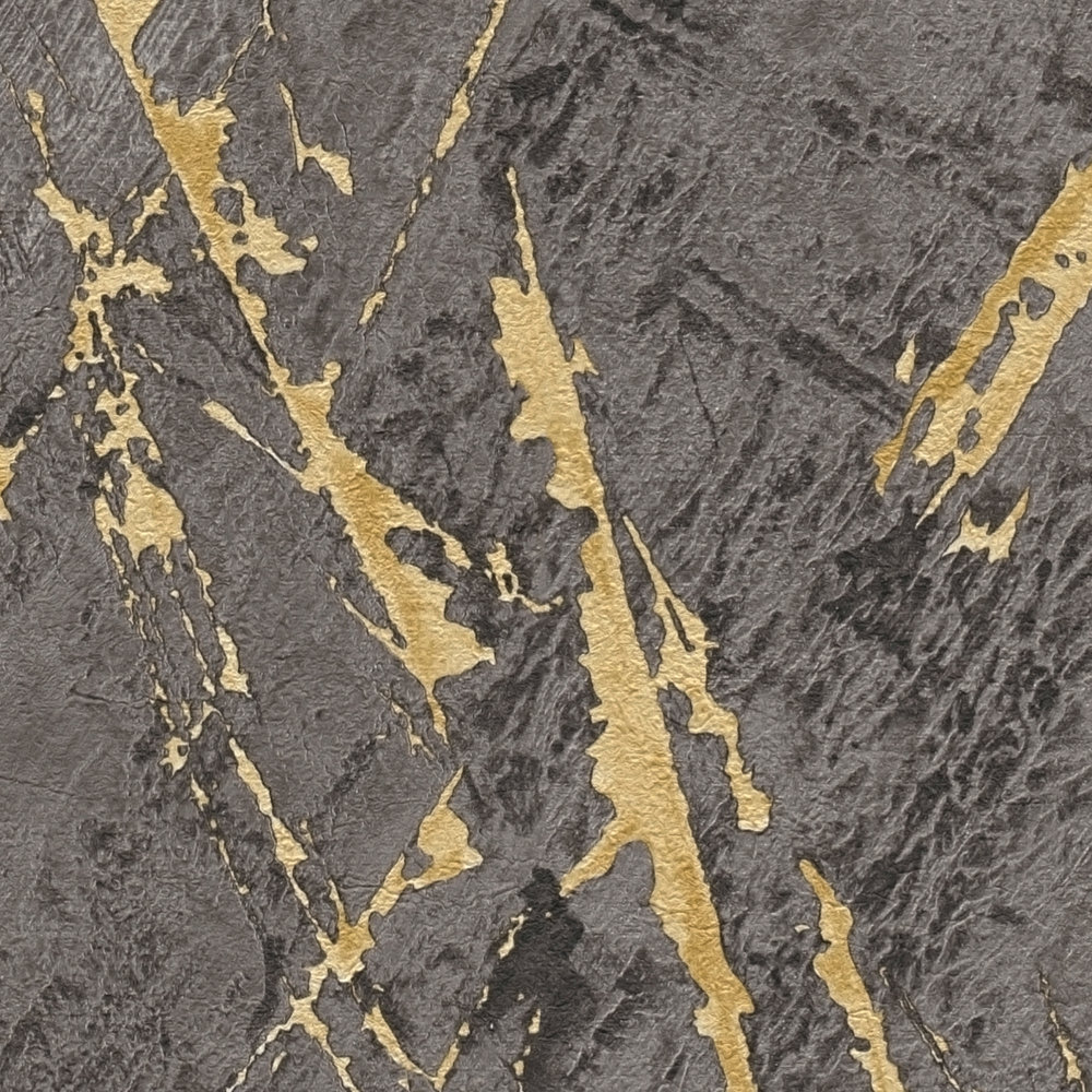             Papel pintado de mármol negro con efecto de mármol dorado
        