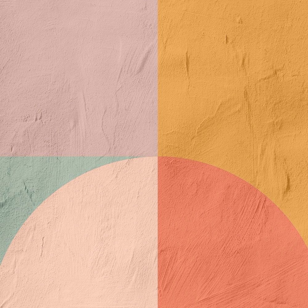             papier peint en papier panoramique »estrella 2« - motif graphique imitation argile - rouge, orange, menthe | intissé légèrement structuré
        