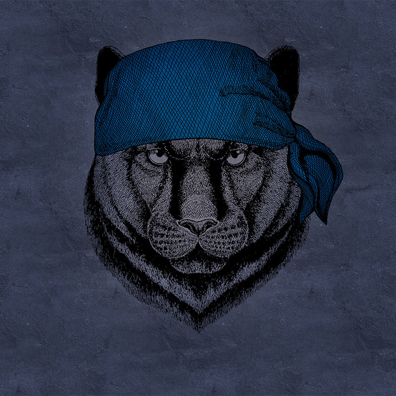         Photo wallpaper panther in pirate look - blue, black
    