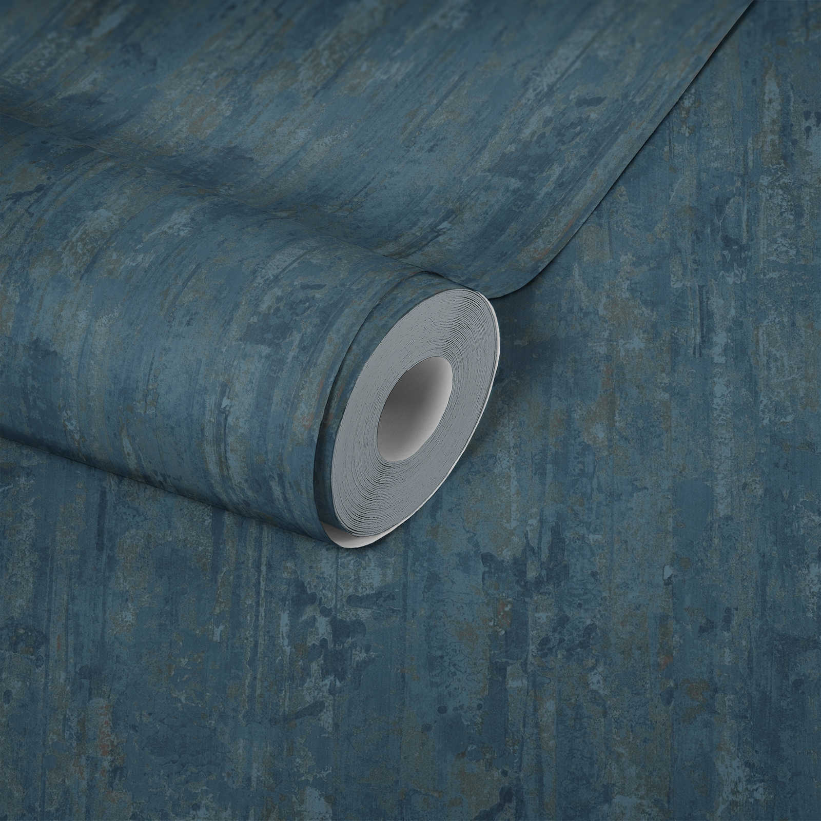             Ethno wallpaper with textured pattern in wood look - blue
        