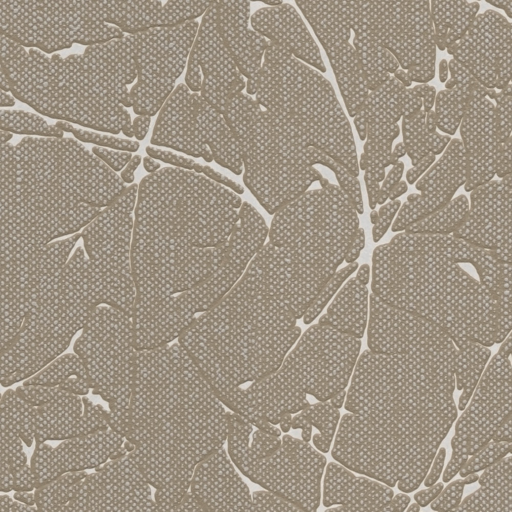             Floral non-woven wallpaper with branch pattern - brown, white
        