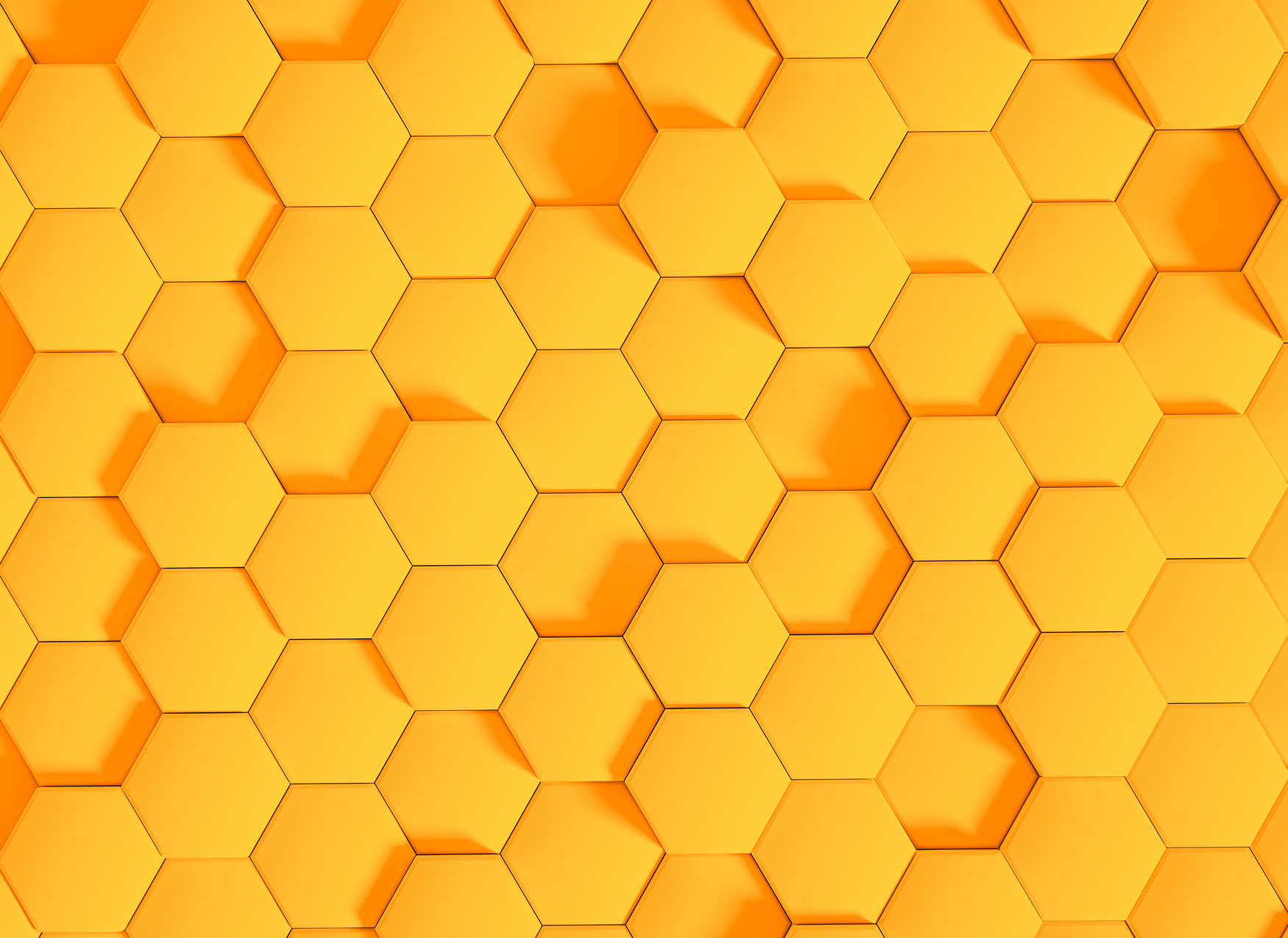             Honingraatpatroon met 3D Optiek Behang - Oranje
        
