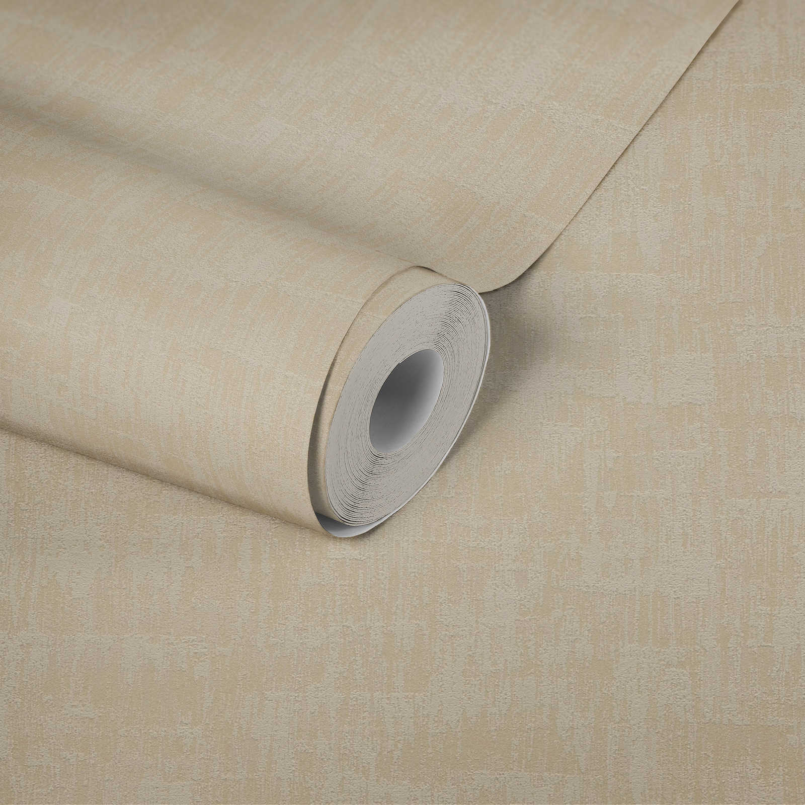             Wallpaper with abstract raffia pattern in soft colours - beige, taupe
        