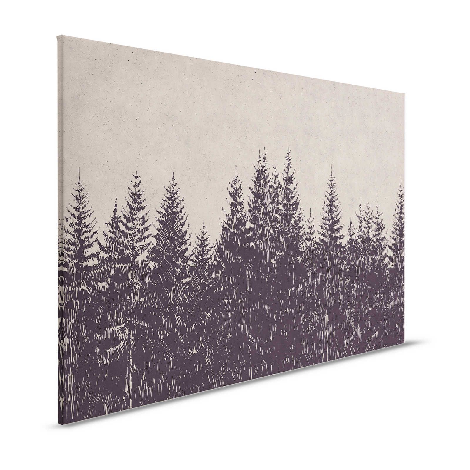 Canvas painting Forest Firs in drawing style - 1,20 m x 0,80 m
