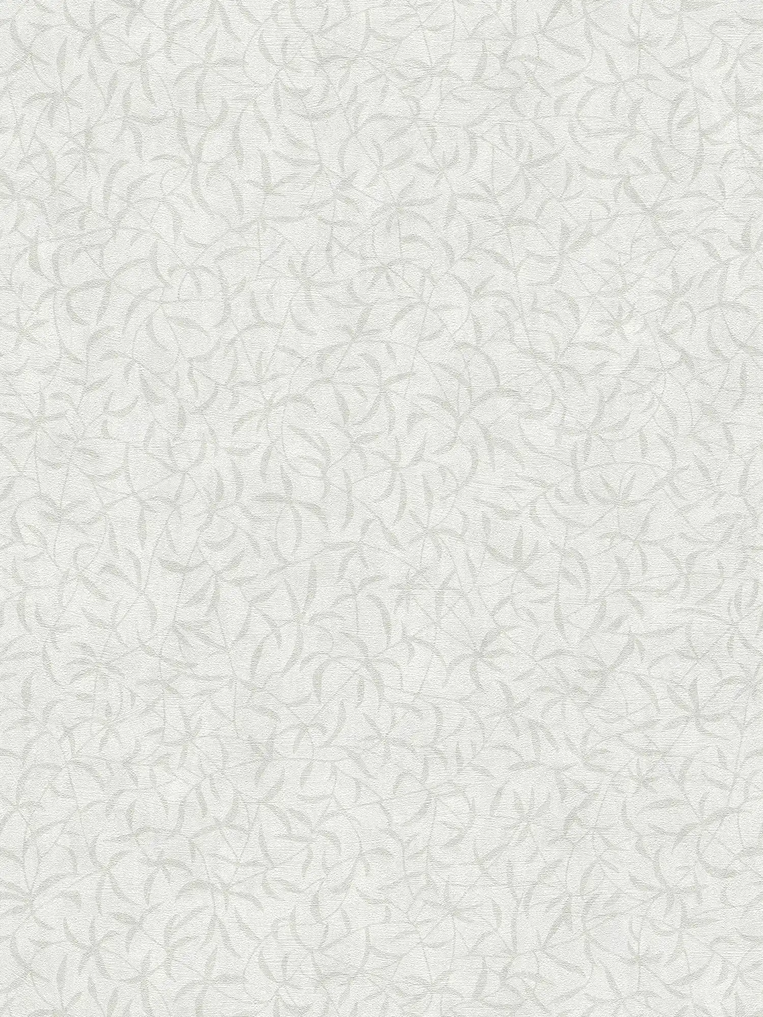 Vliesbehang bloemtakken met structuur - wit, grijs
