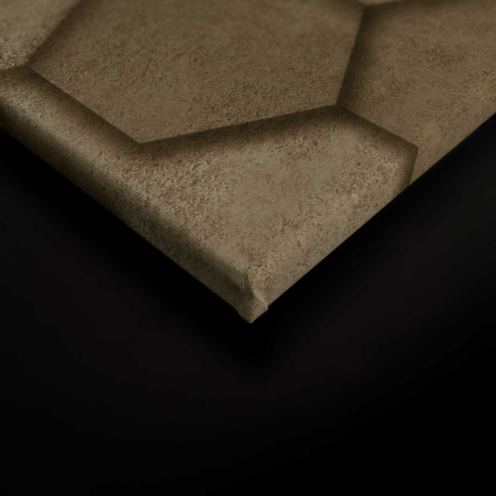             Quadro su tela con piastrelle geometriche esagonali 3D look | oro - 0,90 m x 0,60 m
        