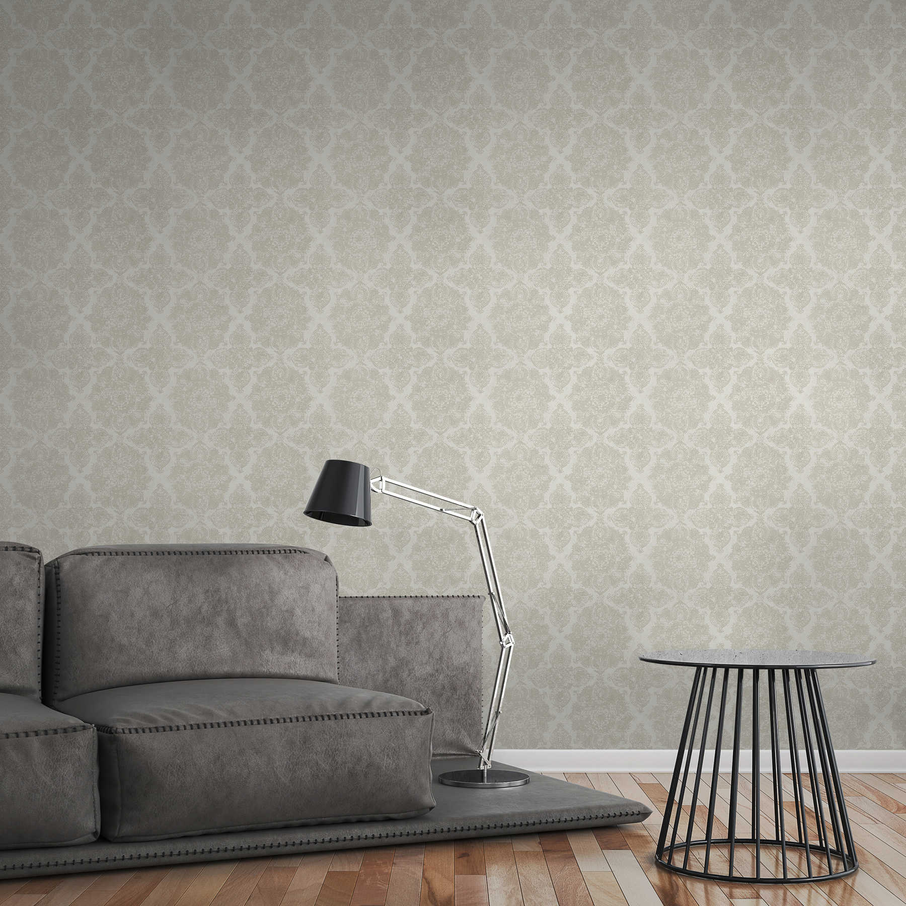             Bohemian wallpaper with detailed design - beige, grey
        