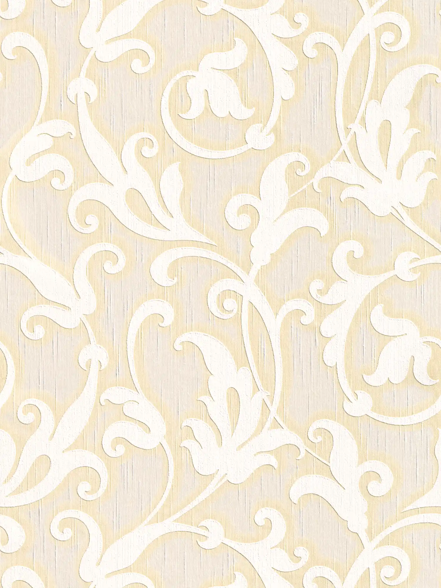         Ornament wallpaper with textured pattern for 3D effect - cream, metallic
    