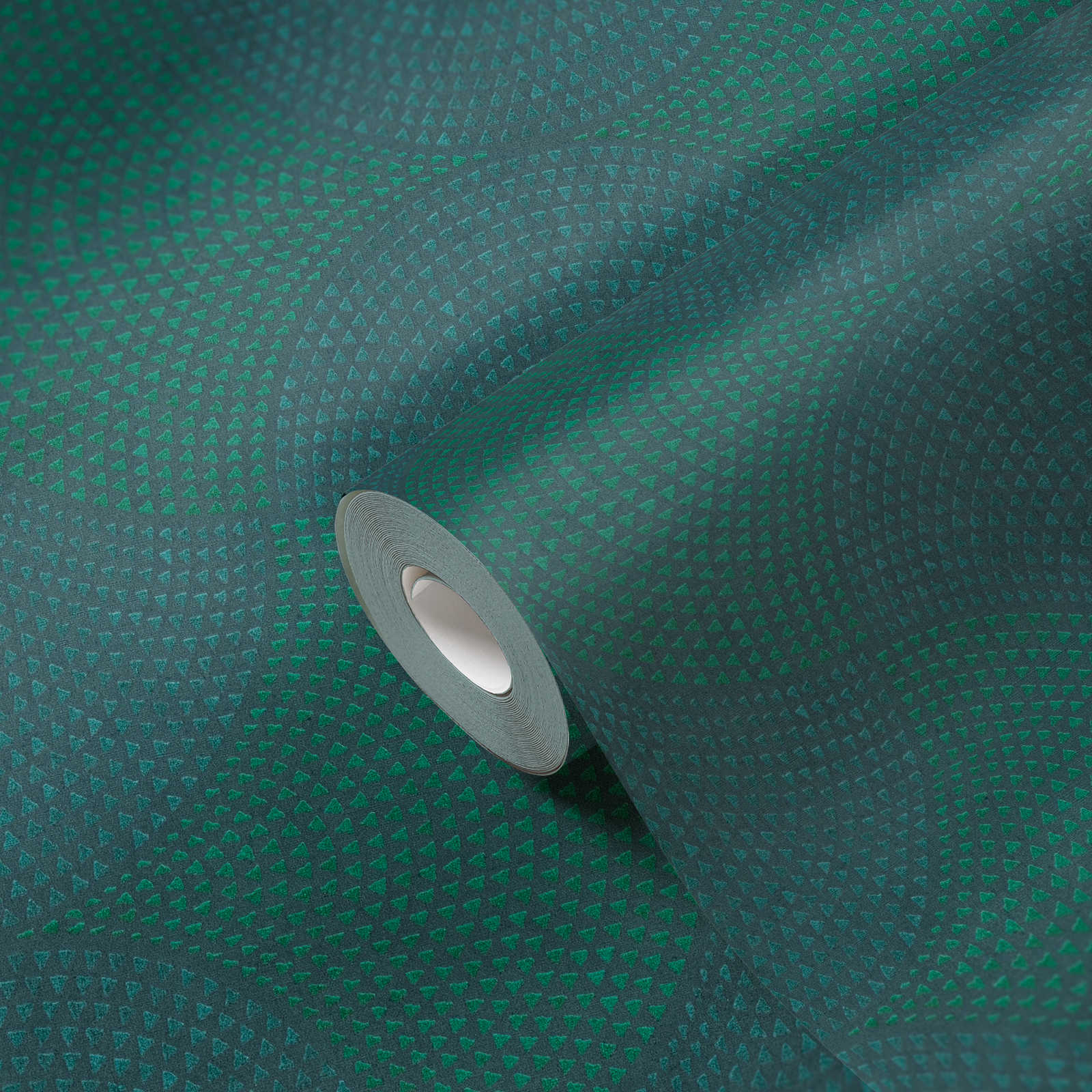             Vliesbehang metallic design met mozaïekpatroon - blauw, groen, metallic
        