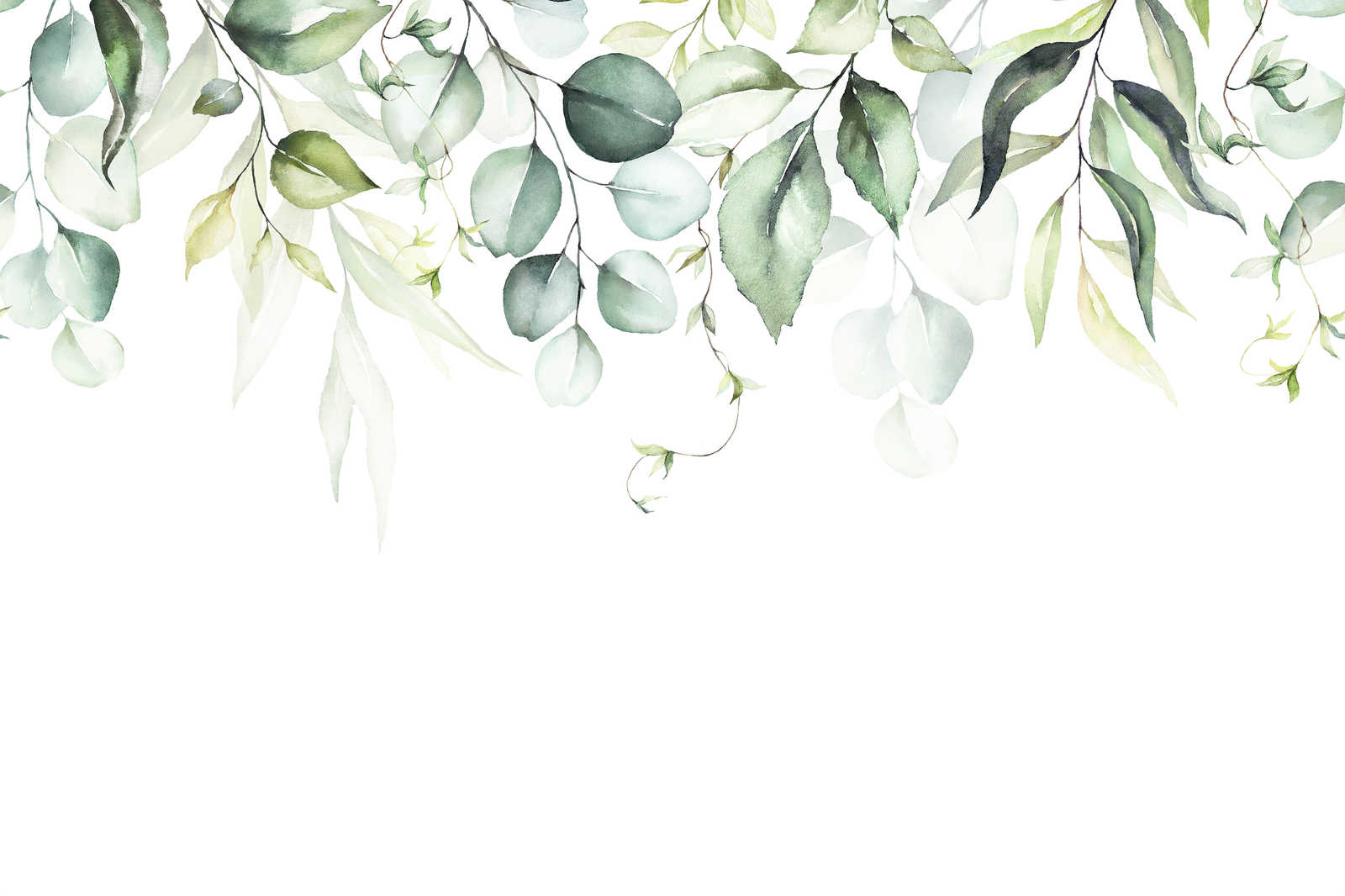             Canvas painting with leaf tendrils in watercolour look - 0.90 m x 0.60 m
        