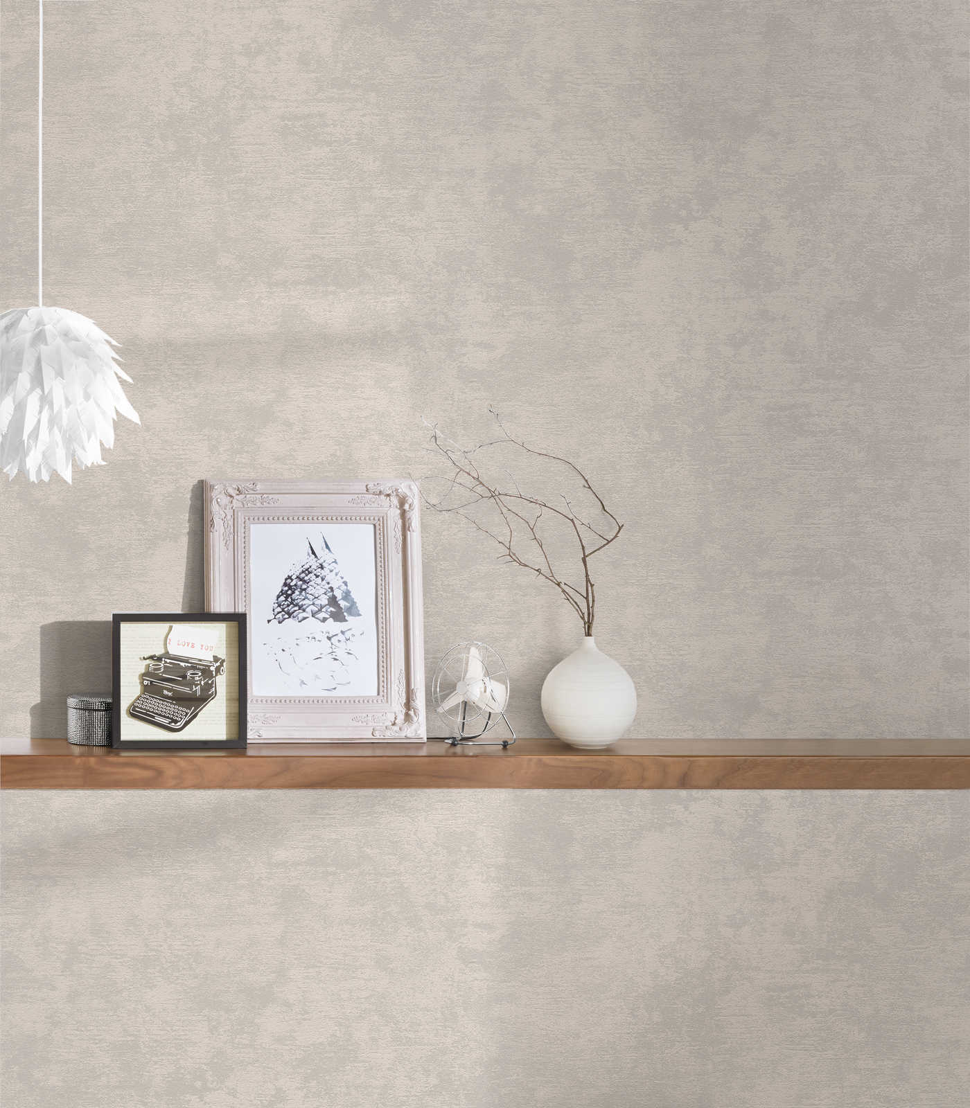             Plaster look non-woven wallpaper with textured pattern - beige
        