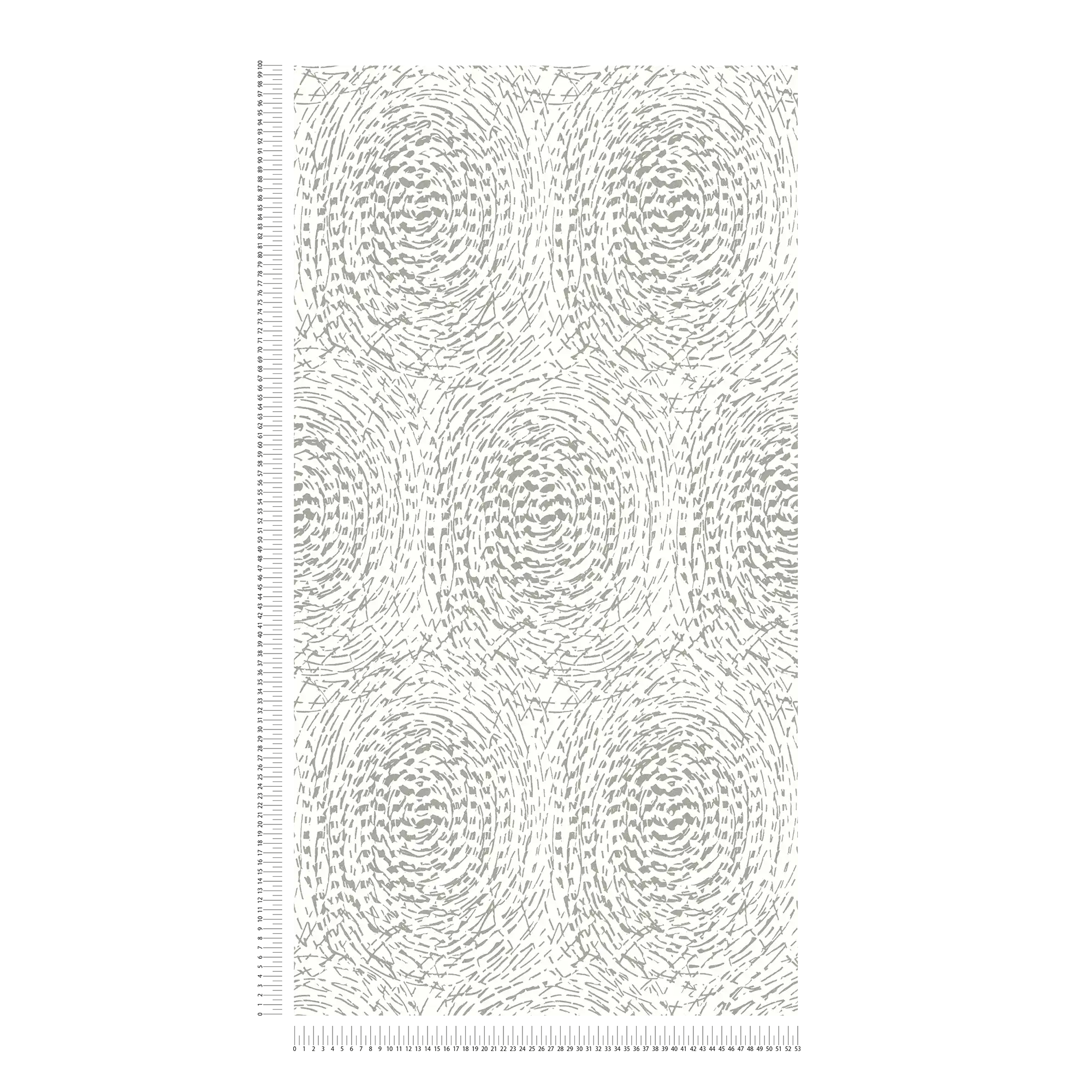             Carta da parati etnica con colori metallici e design della struttura - argento, bianco
        