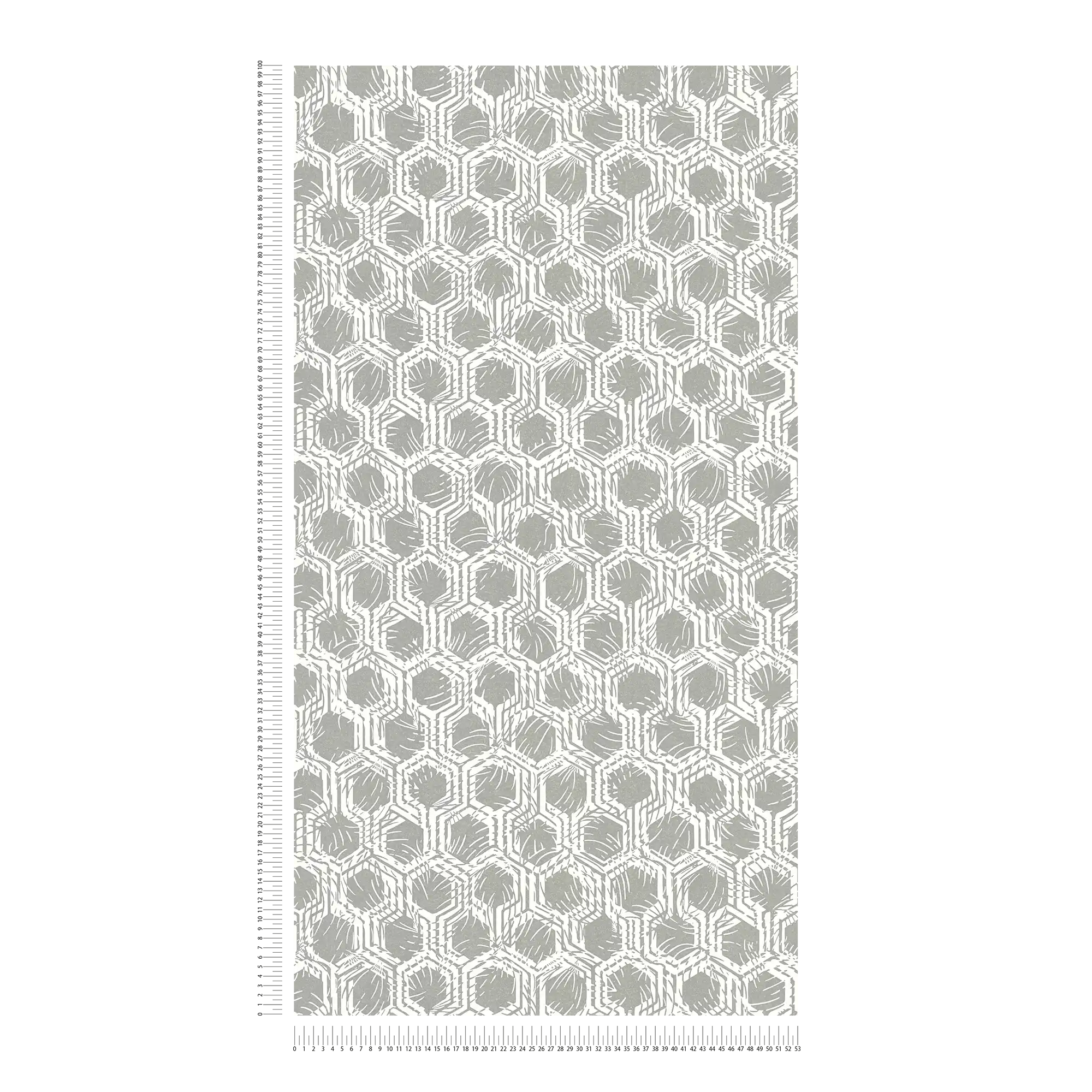             Geometrisch patroonbehang met metallic kleuren - zilver, wit
        