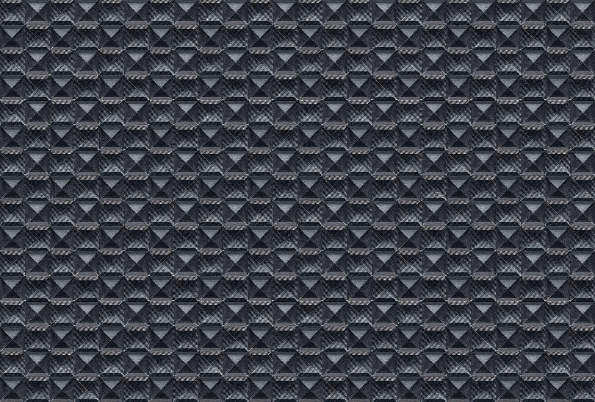             The edge 2 - 3D behang met ruitjesmotief van metaal - blauw, zwart | parelmoer glad vlies
        