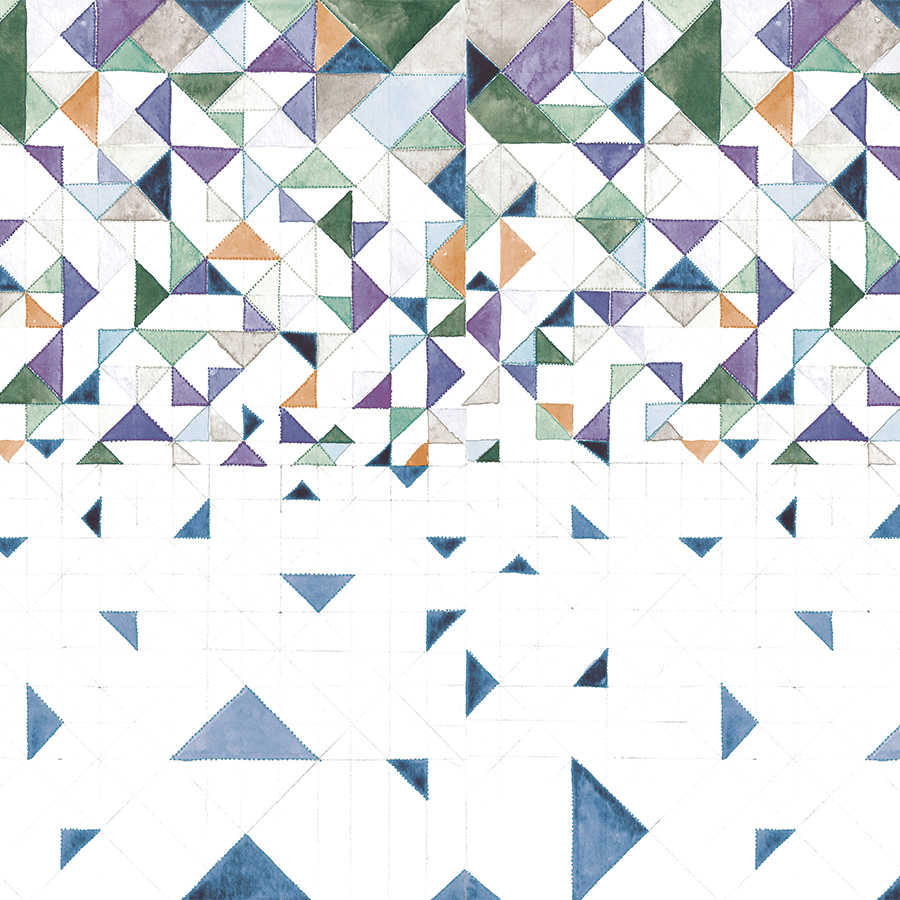 Papel pintado gráfico con patrón de triángulos sobre vellón texturizado
