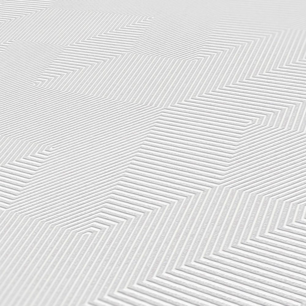             3D Grafisch behang met geometrisch patroon mat structuur - grijs, wit
        