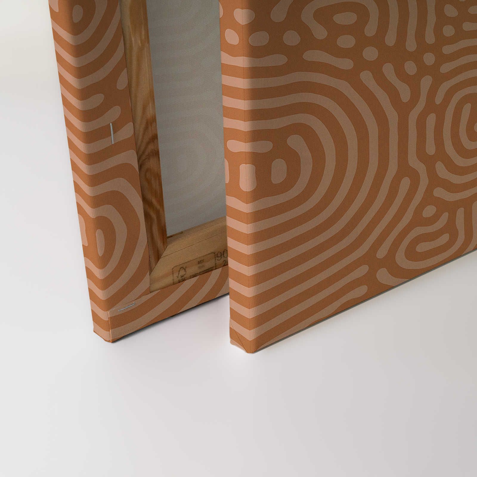             Sahel 2 - Orange Canvas Painting Labyrinth Pattern Terracotta - 1.20 m x 0.80 m
        