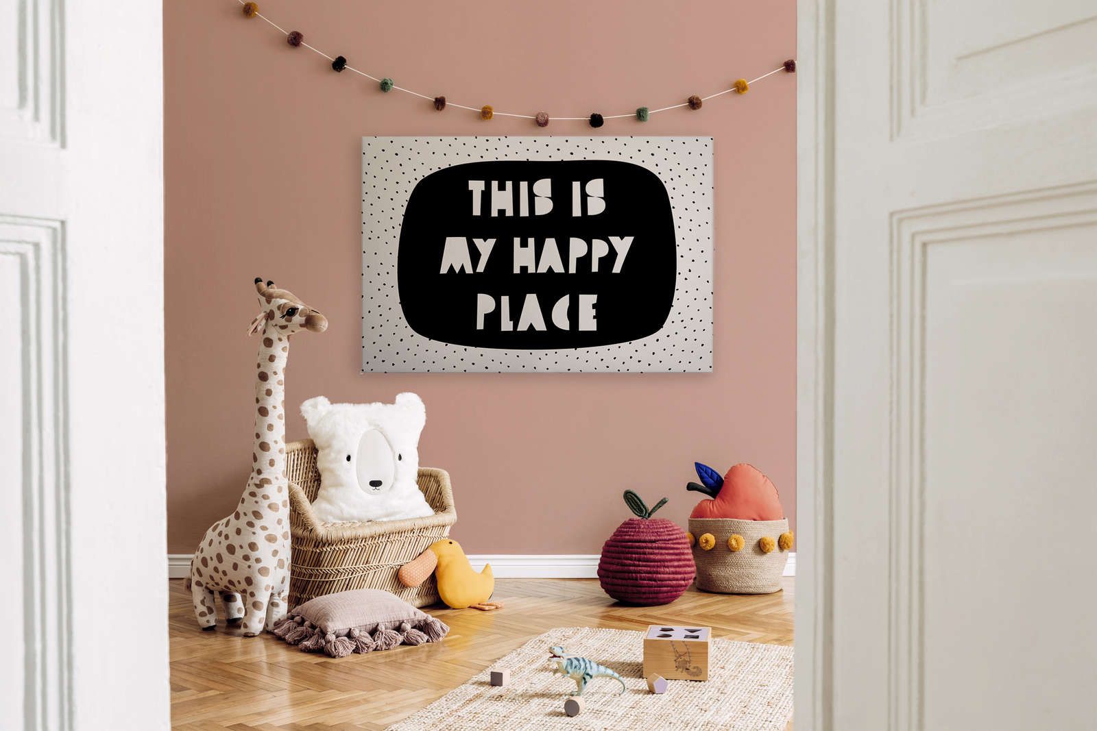             Canvas for children's room with lettering "This is my happy place" - 120 cm x 80 cm
        