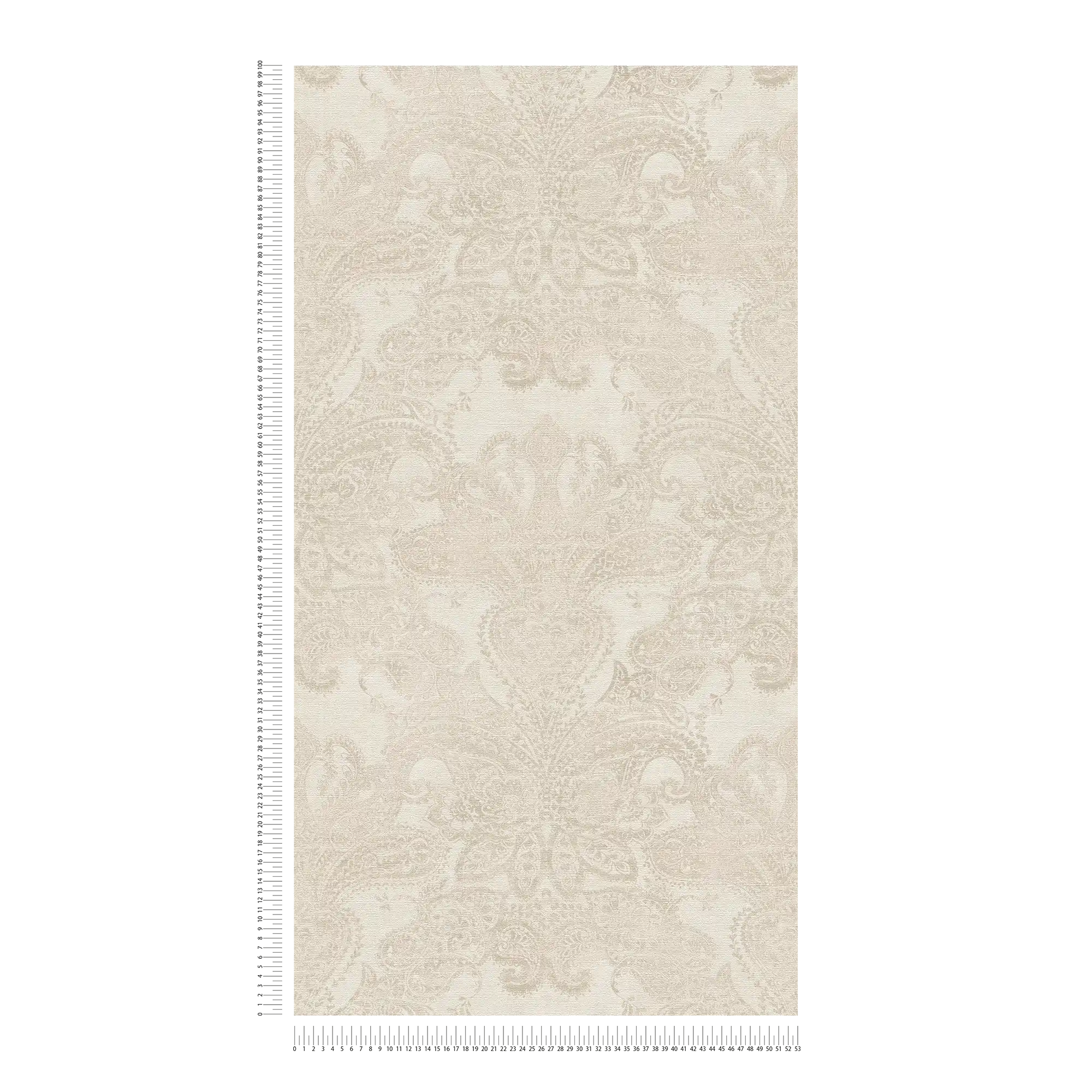             Baroque wallpaper with large ornaments - white, cream, grey
        