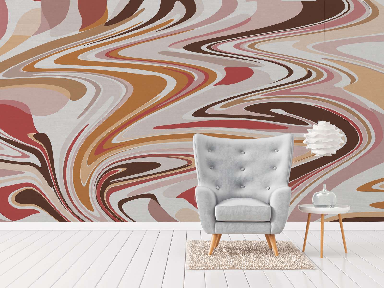             Digital behang met abstract kleurenpatroon in warme tinten - roze, beige, rood
        