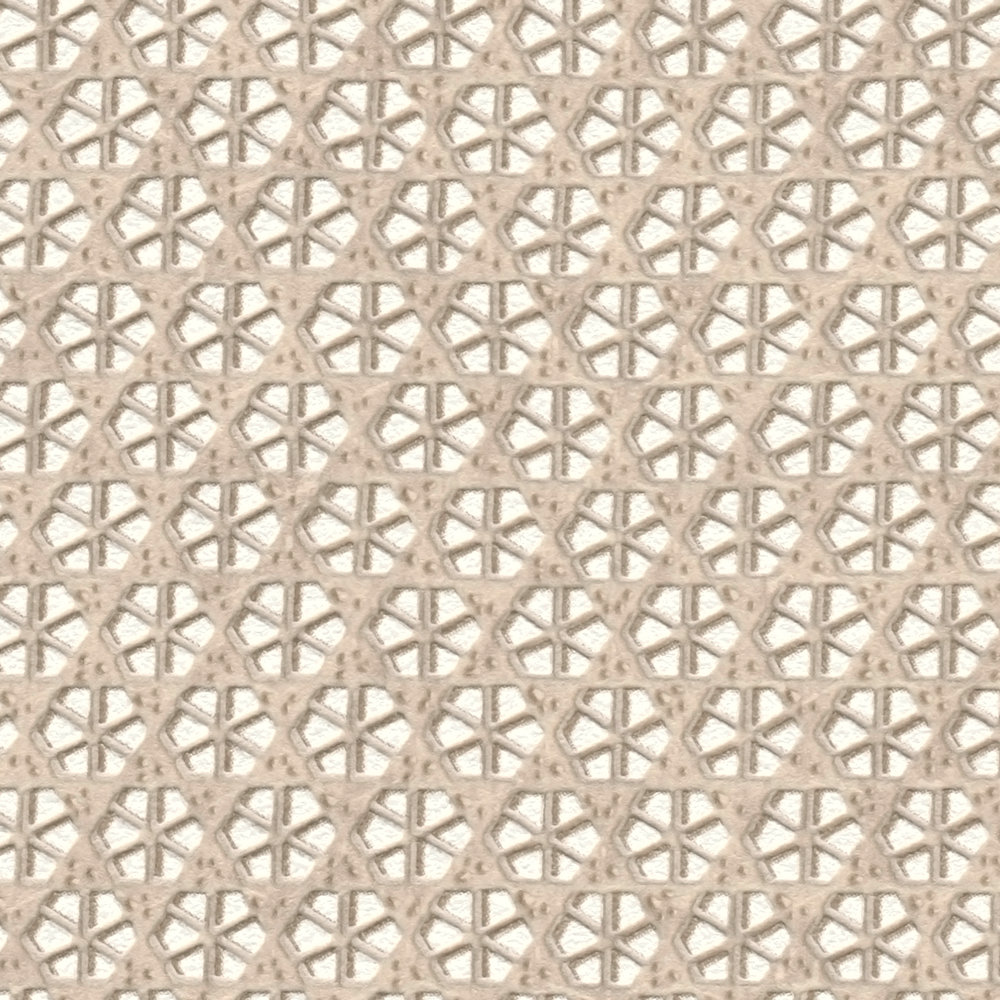             Wallpaper wickerwork pattern rattan look - brown, cream, white
        