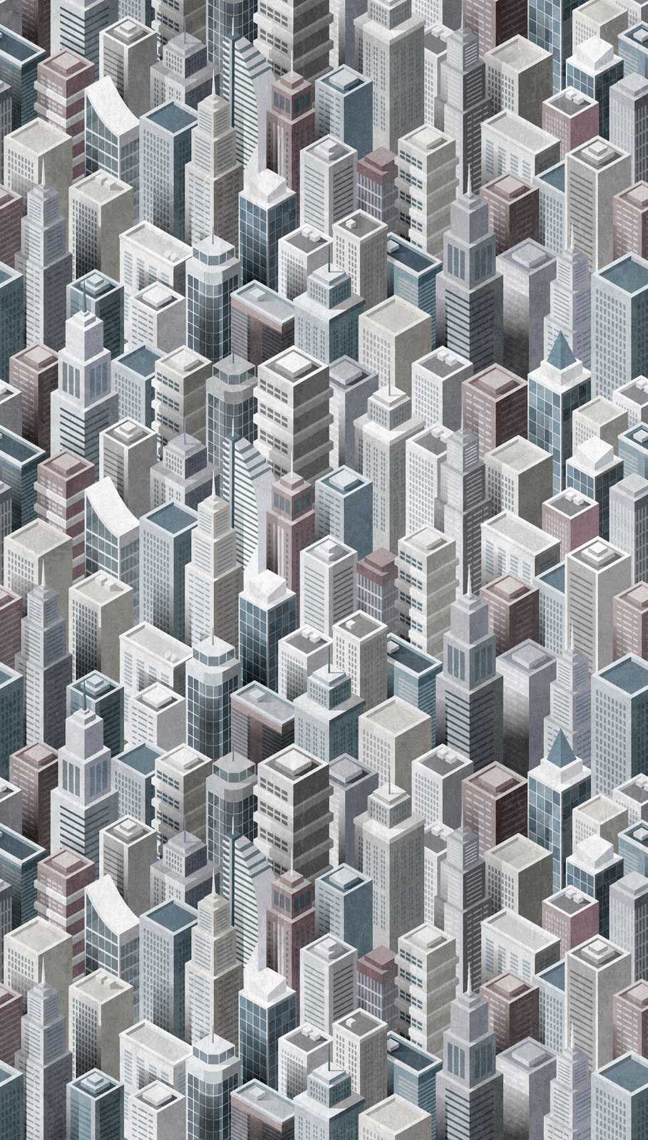             Papeles pintados novedad - motivo rascacielos 3D patrón urbano
        